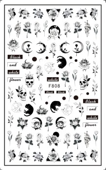 JUSTNAILS Sticker schwarz weiß selbstklebend F808 JUSTNAILS Sticker schwarz weiß selbstklebend F808