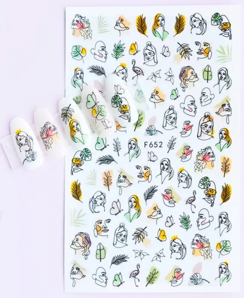 JUSTNAILS Sticker selbstklebend Minimal Faces