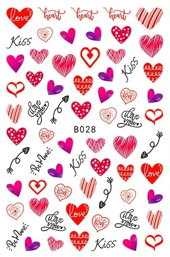 JUSTNAILS Sticker Heart Valentine Love 028