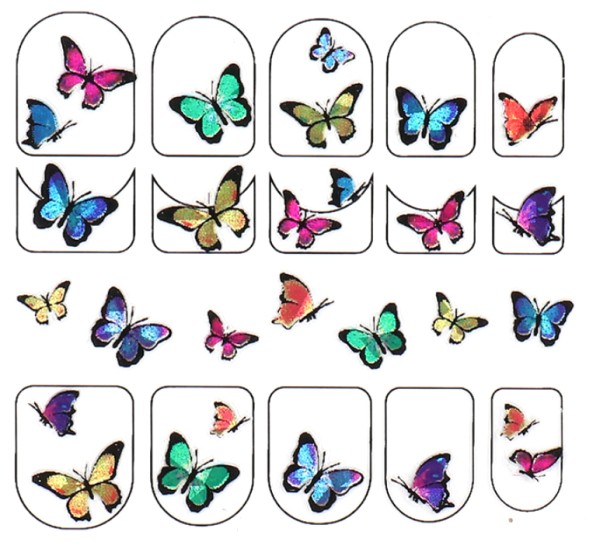 JUSTNAILS Schmetterling Butterfly Sticker selbstklebend - bunt klein