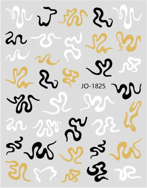 JUSTNAILS Sticker Wellen Waves Gold white black 1825