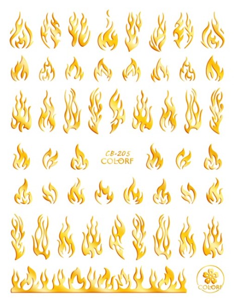 JUSTNAILS Sticker Feuer Fire gold holo selbstklebend 205