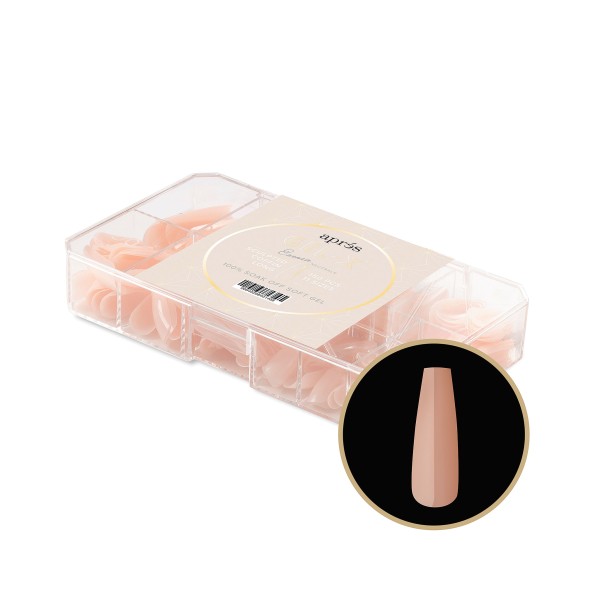 Gel-X® Neutral Cover Tips Box 150pcs - "Emma" - Sculpted Coffin Long